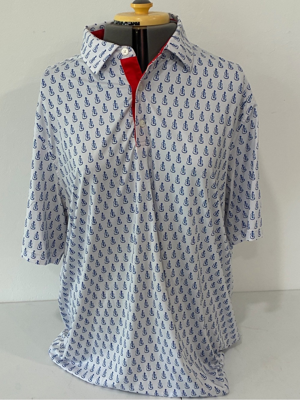 Grunk Dolfer The Strummer Guitar Print Golf Polo Shirt Performance Spandex
